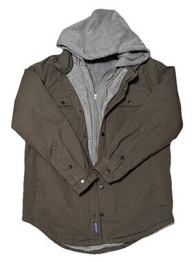 Smith’s Work Wear Hooded Canvas Fleece Lined Gray Jacket Men’s Size Medium